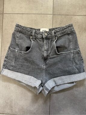 BDG Urban Outfitters High Rise Cuffed Denim Shorts - Washed Black / Grey